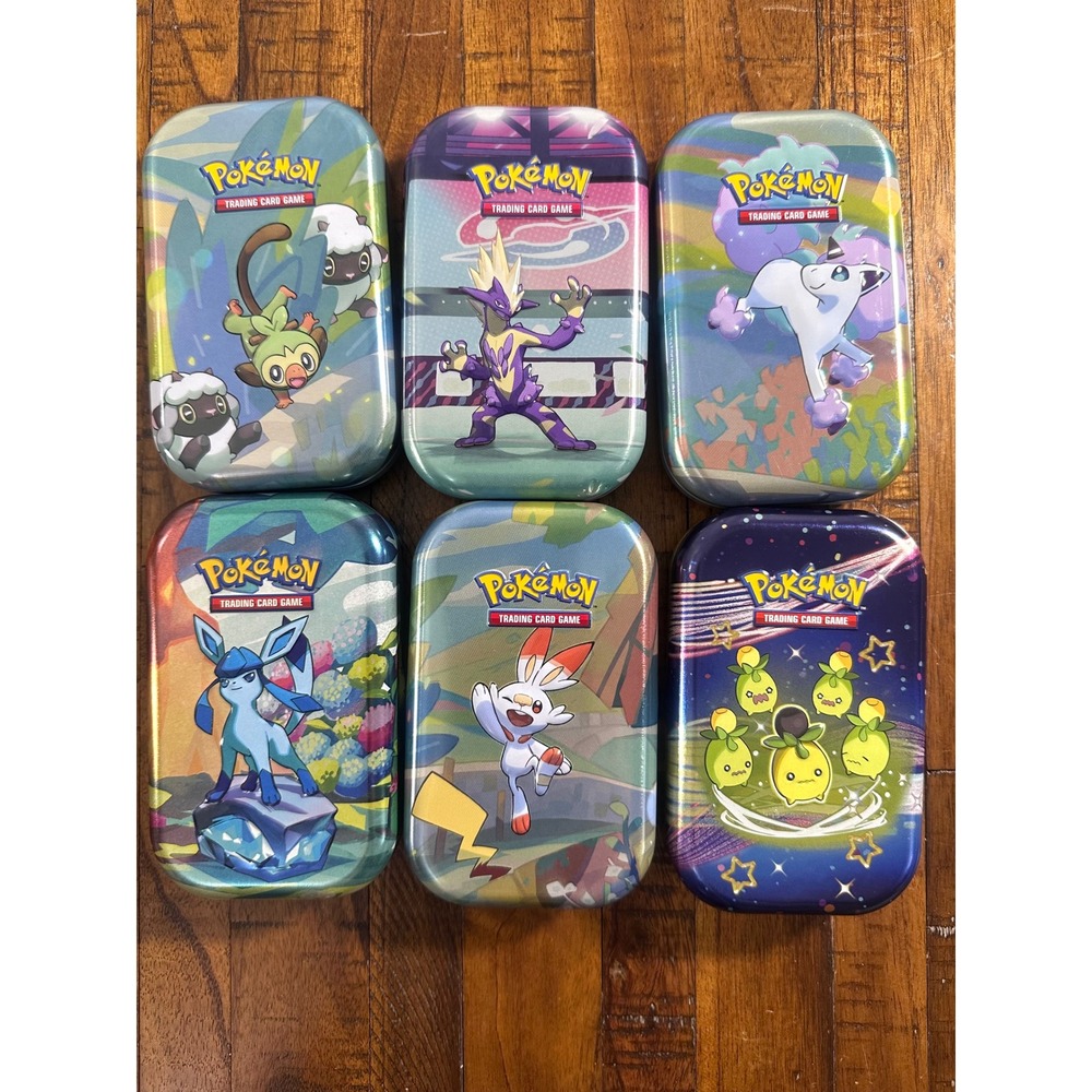 Pokemon Mini Tin Lot Empty Storage Collector Tins Card Case‎ Set Of 6 Display